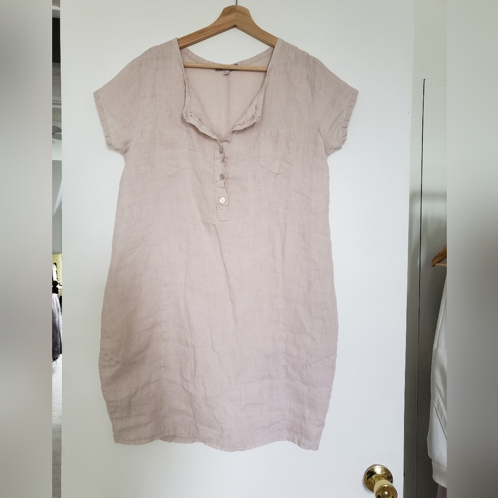 Carina Rucci linen short sleeve dress M